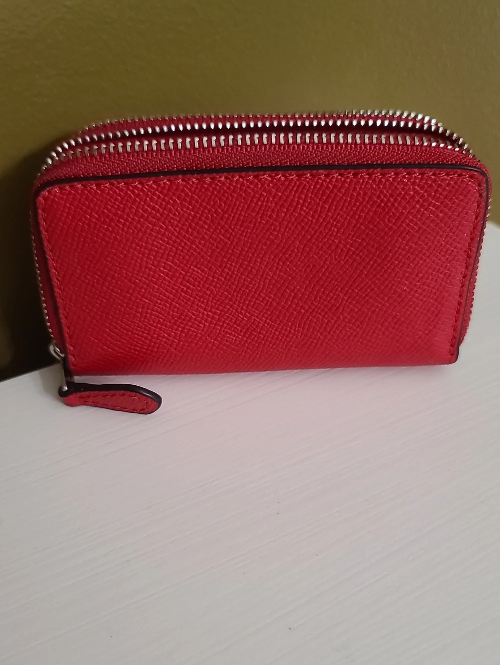 COACH Red Zip Wallet - Pebbled Leather